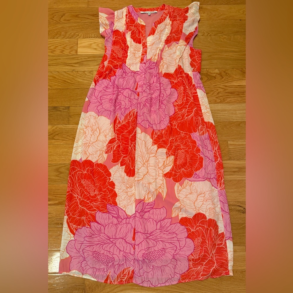 Collective Concepts Orange and Pink Floral Maxi Dress